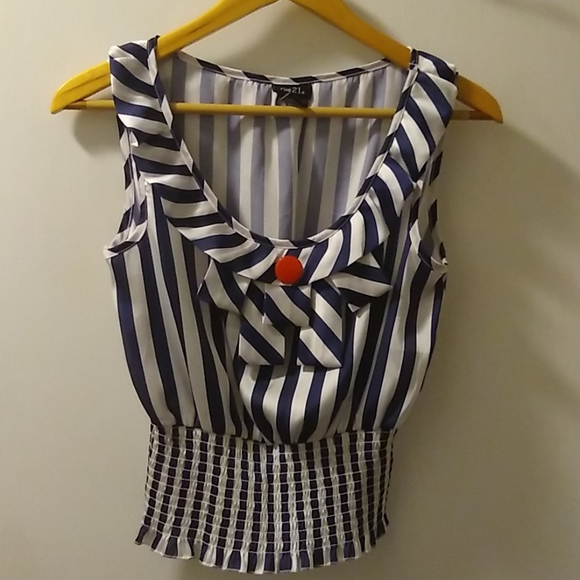 Blue and white striped top